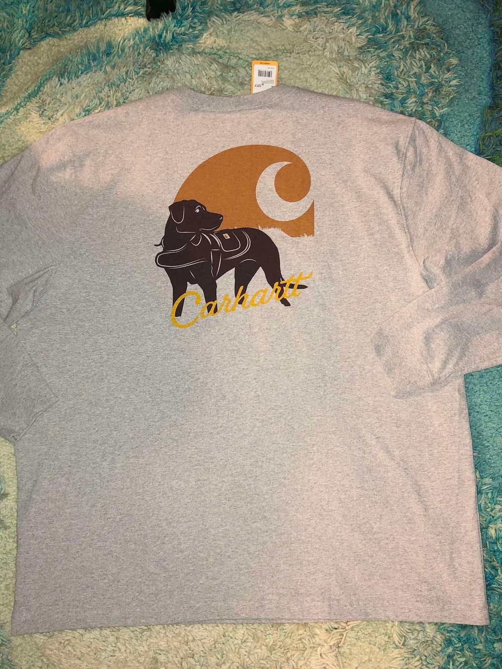 Carhartt Men's Gray Long-Sleeve Graphic Shirt - Dog Logo